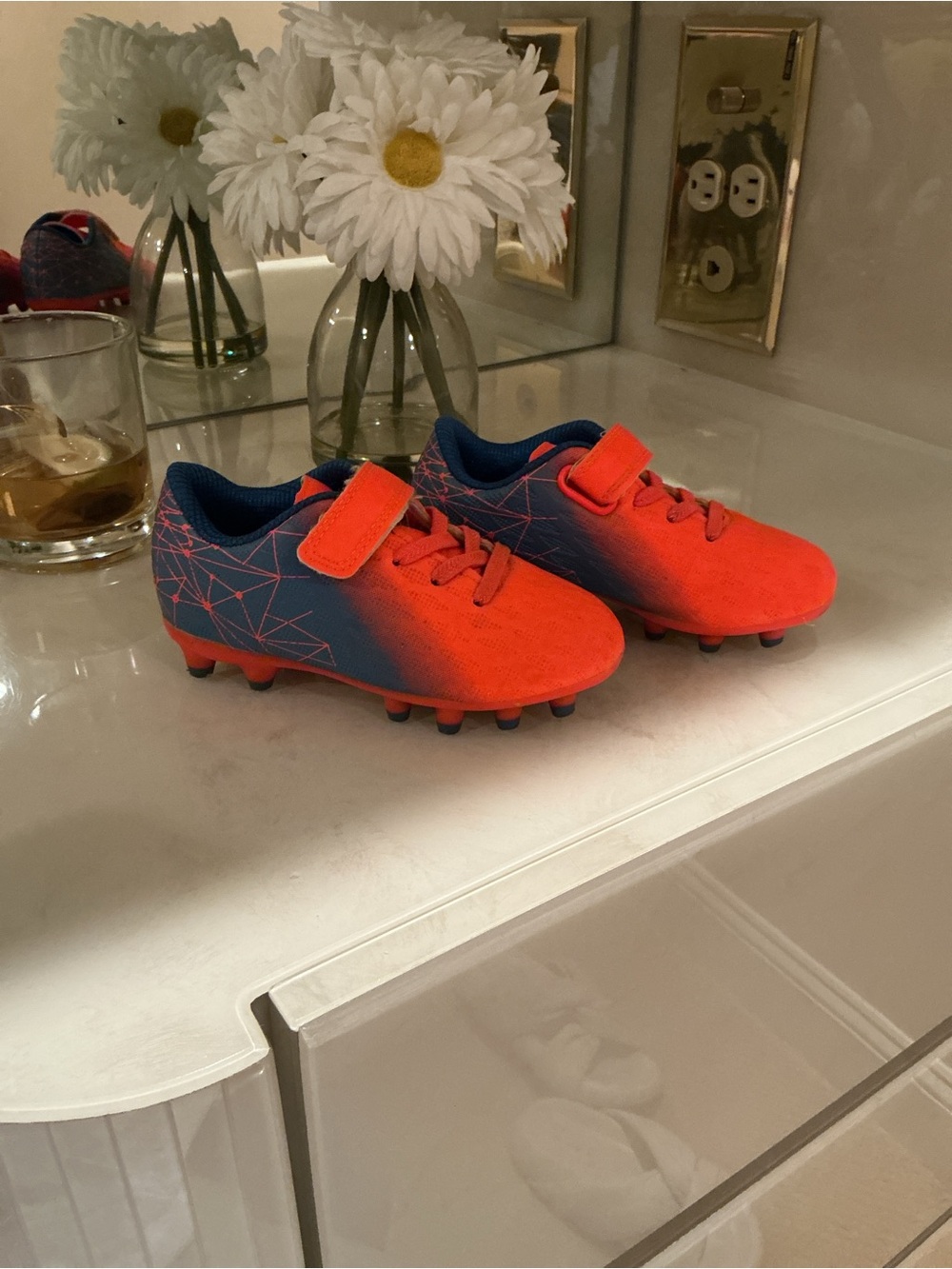 Brooman Unisex Kids Firm Ground Soccer/ football Cleats Blue/orange US 9